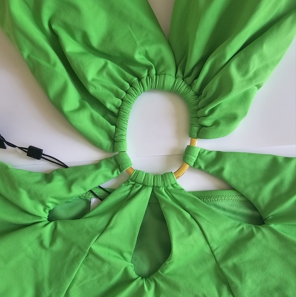 BCBGMAXAZRIA Womens Cut-Out Lime One-Piece Swimsuit - Picture 5 of 8